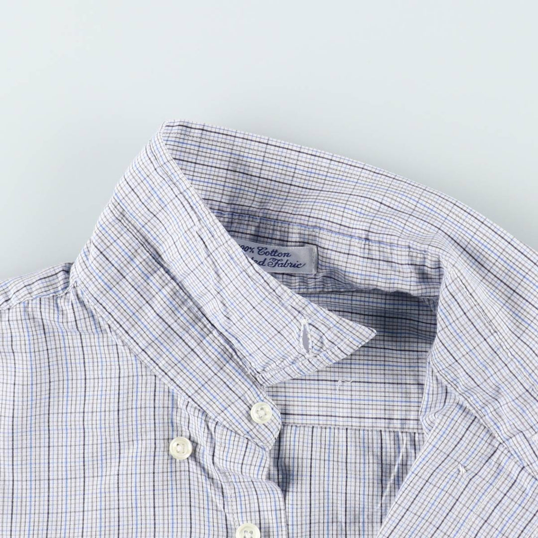Burberry's hidden button-down long-sleeve button-down check shirt, made in the USA, men's size M. cotton blue type Vintage Second Hand