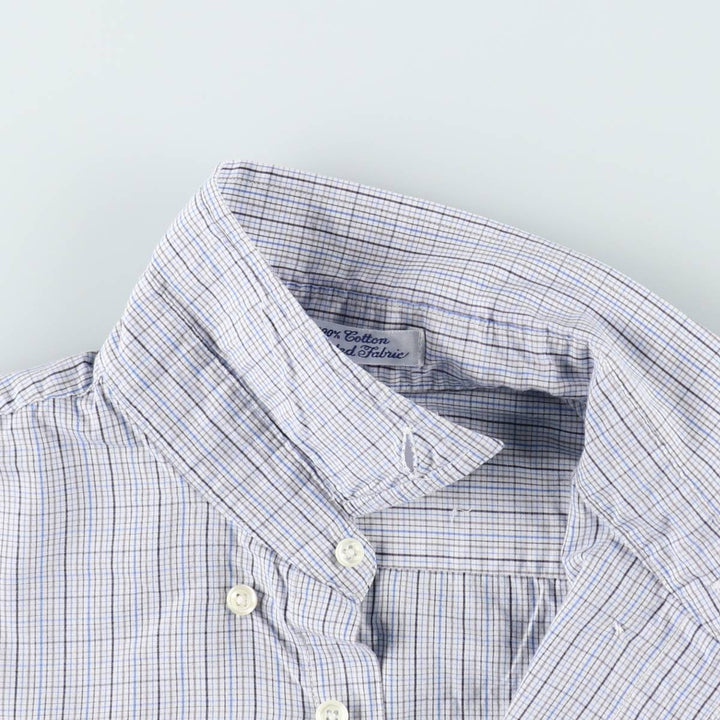 Burberry's hidden button-down long-sleeve button-down check shirt, made in the USA, men's size M. cotton blue type Vintage Second Hand
