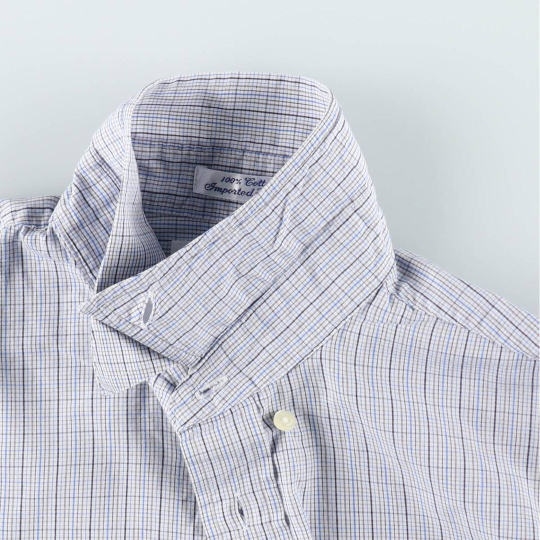 Burberry's hidden button-down long-sleeve button-down check shirt, made in the USA, men's size M. cotton blue type Vintage Second Hand