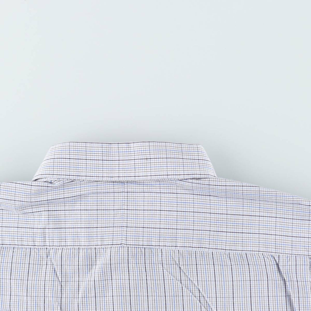 Burberry's hidden button-down long-sleeve button-down check shirt, made in the USA, men's size M. cotton blue type Vintage Second Hand
