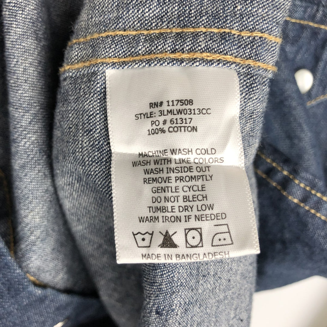 Levi's Regular Fit Long-Sleeve Denim Western Shirt, Men's Size M (approx.) cotton blue type Vintage Second Hand