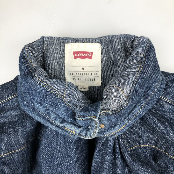 Levi's Regular Fit Long-Sleeve Denim Western Shirt, Men's Size M (approx.) cotton blue type Vintage Second Hand