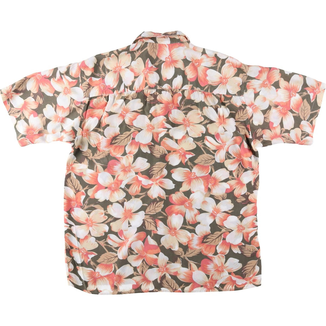 90'S Gap (Old Gap) All-over Floral Print Rayon Hawaiian Aloha Shirt, Boxy Shirt, Men's Size M (Equivalent) Vintage Rayon Khaki type Vintage Second Hand