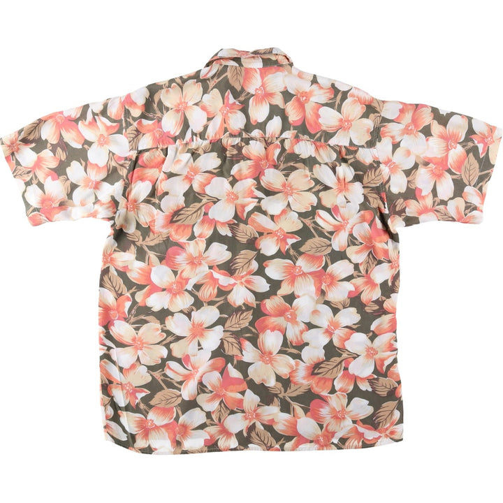 90'S Gap (Old Gap) All-over Floral Print Rayon Hawaiian Aloha Shirt, Boxy Shirt, Men's Size M (Equivalent) Vintage Rayon Khaki type Vintage Second Hand