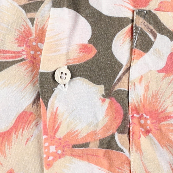 90'S Gap (Old Gap) All-over Floral Print Rayon Hawaiian Aloha Shirt, Boxy Shirt, Men's Size M (Equivalent) Vintage Rayon Khaki type Vintage Second Hand