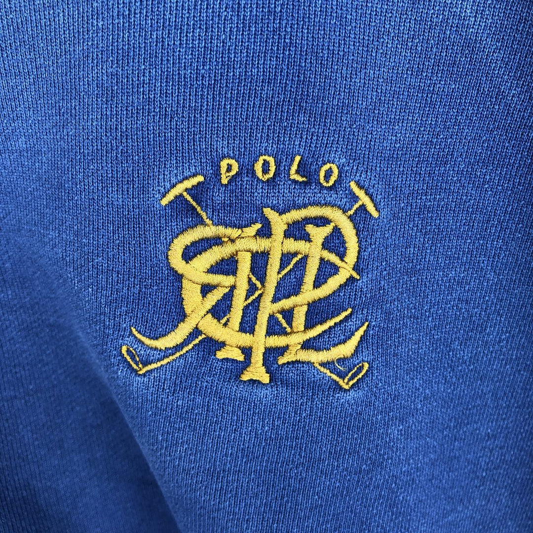 Ralph Lauren POLO by Ralph Lauren two-tone logo sweatshirt, men's size L cotton blue type Vintage Second Hand
