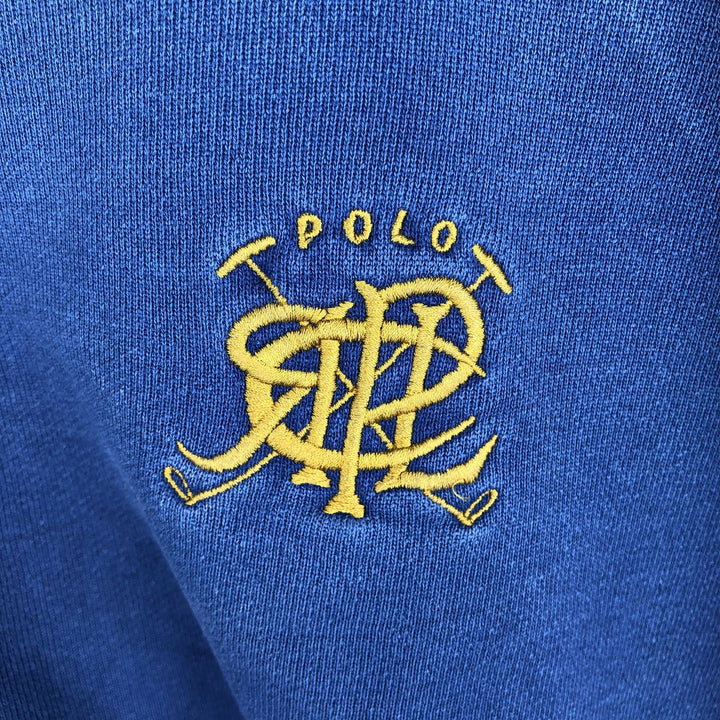 Ralph Lauren POLO by Ralph Lauren two-tone logo sweatshirt, men's size L cotton blue type Vintage Second Hand