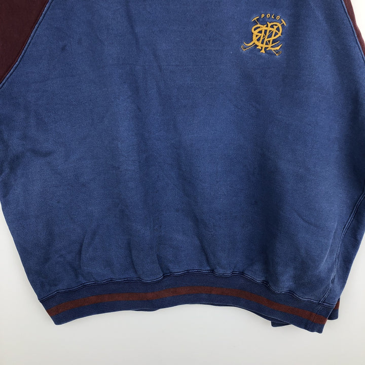 Ralph Lauren POLO by Ralph Lauren two-tone logo sweatshirt, men's size L cotton blue type Vintage Second Hand