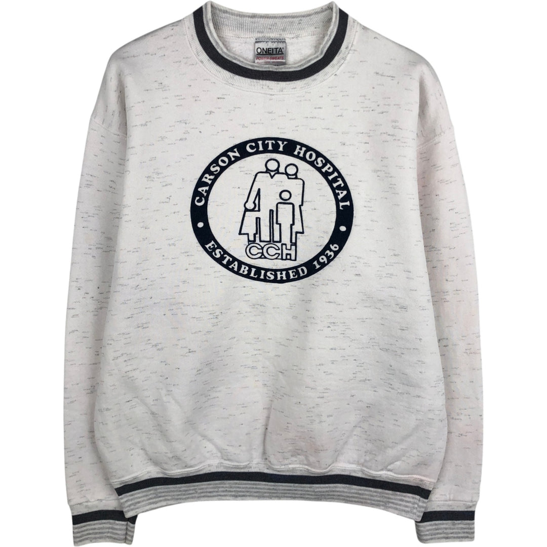 90'S ONEITA POWER-SWEATS Printed Sweatshirt Trainer Made in USA Men's Size L Vintage polyester gray type Vintage Second Hand