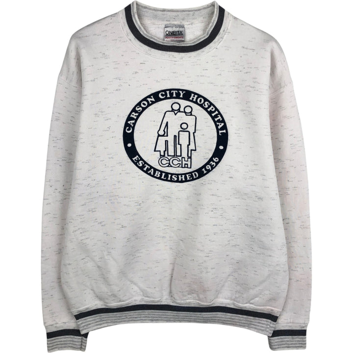 90'S ONEITA POWER-SWEATS Printed Sweatshirt Trainer Made in USA Men's Size L Vintage polyester gray type Vintage Second Hand