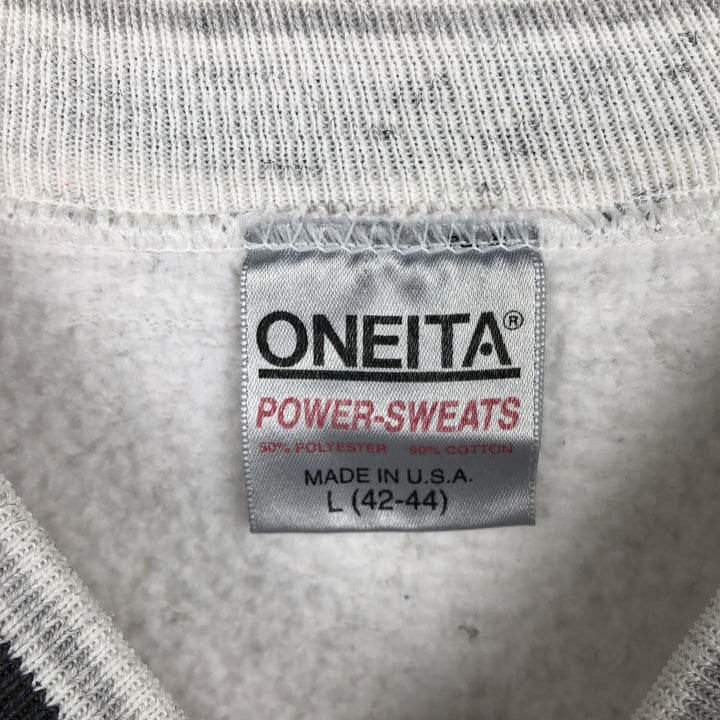 90'S ONEITA POWER-SWEATS Printed Sweatshirt Trainer Made in USA Men's Size L Vintage polyester gray type Vintage Second Hand