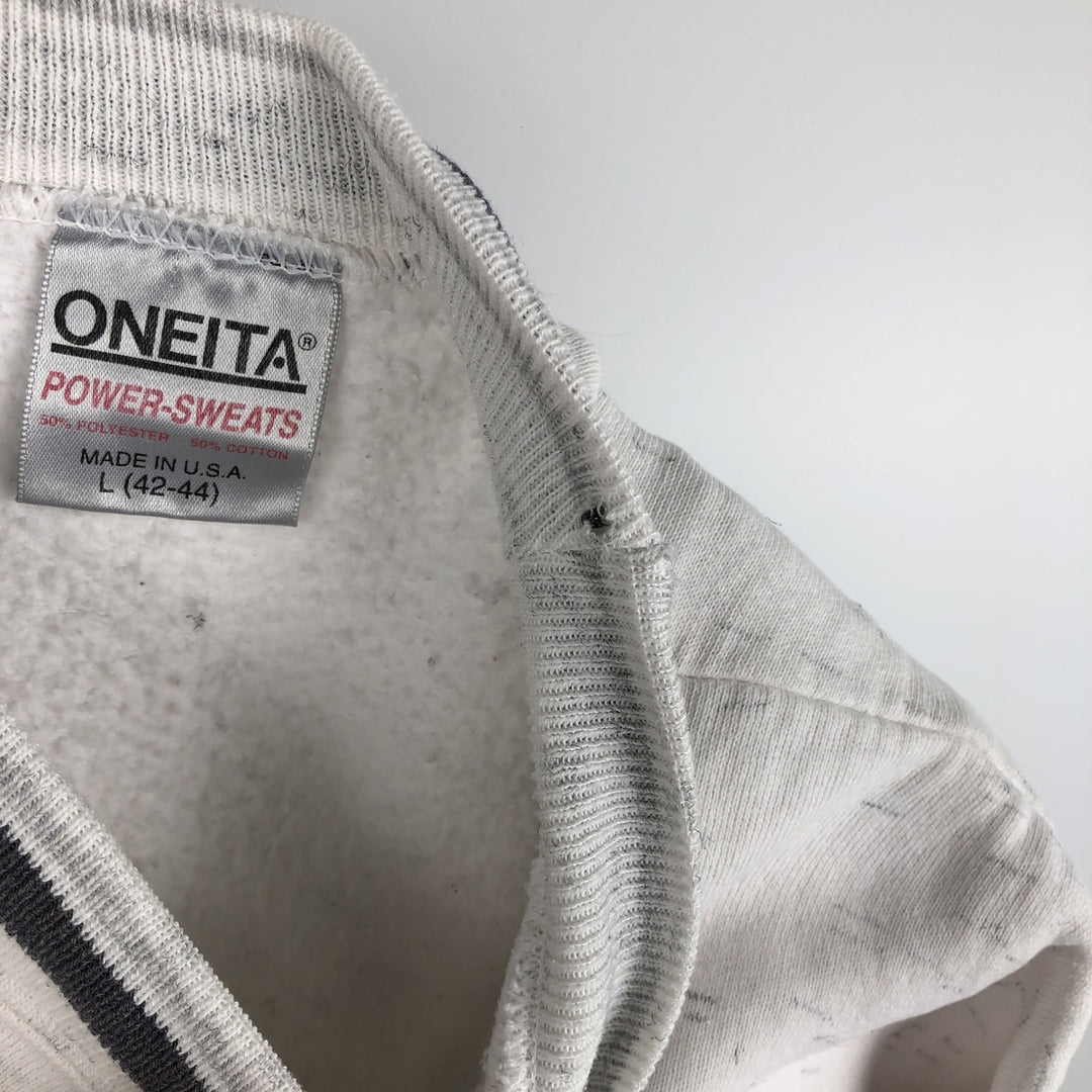 90'S ONEITA POWER-SWEATS Printed Sweatshirt Trainer Made in USA Men's Size L Vintage polyester gray type Vintage Second Hand
