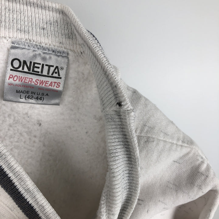 90'S ONEITA POWER-SWEATS Printed Sweatshirt Trainer Made in USA Men's Size L Vintage polyester gray type Vintage Second Hand