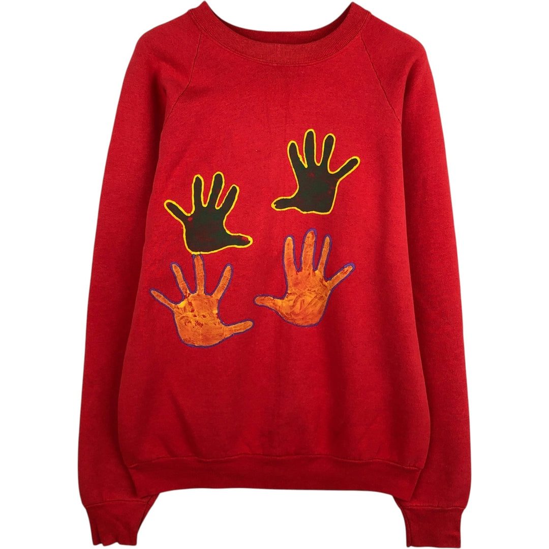 90'S Fruit of the Loom printed sweatshirt, made in the USA, men's XL size, vintage cotton red type Vintage Second Hand