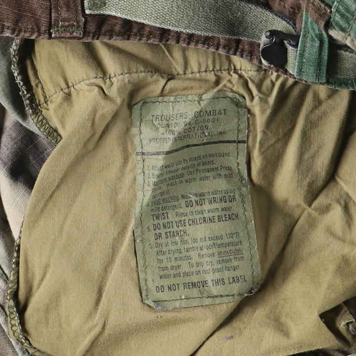 90'S Civilian Camouflage Pattern Woodland Camo Military Cargo Pants Combat Pants LARGE - REGULAR Men's W36 equivalent cotton Khaki type sage green Vintage Second Hand