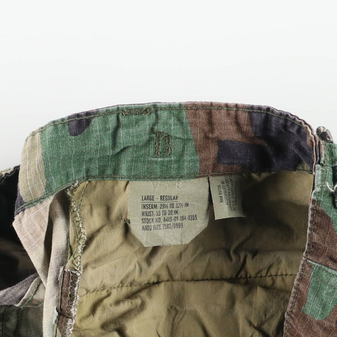 90'S Civilian Camouflage Pattern Woodland Camo Military Cargo Pants Combat Pants LARGE - REGULAR Men's W36 equivalent cotton Khaki type sage green Vintage Second Hand