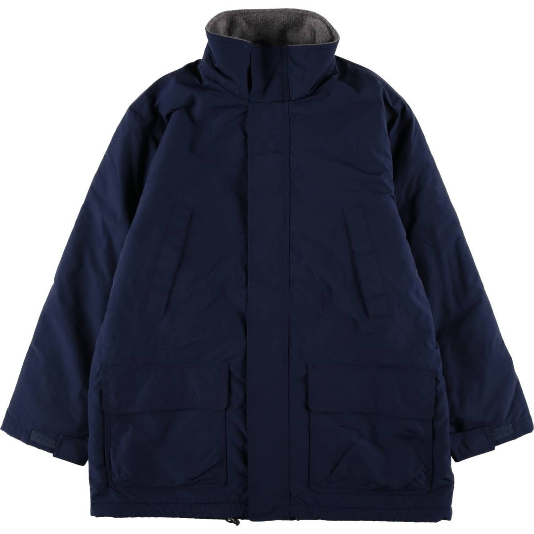 80s-90'S LANDS' END padded puffer jacket, men's size L Nylon navy blue type Vintage Second Hand