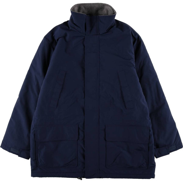 80s-90'S LANDS' END padded puffer jacket, men's size L Nylon navy blue type Vintage Second Hand