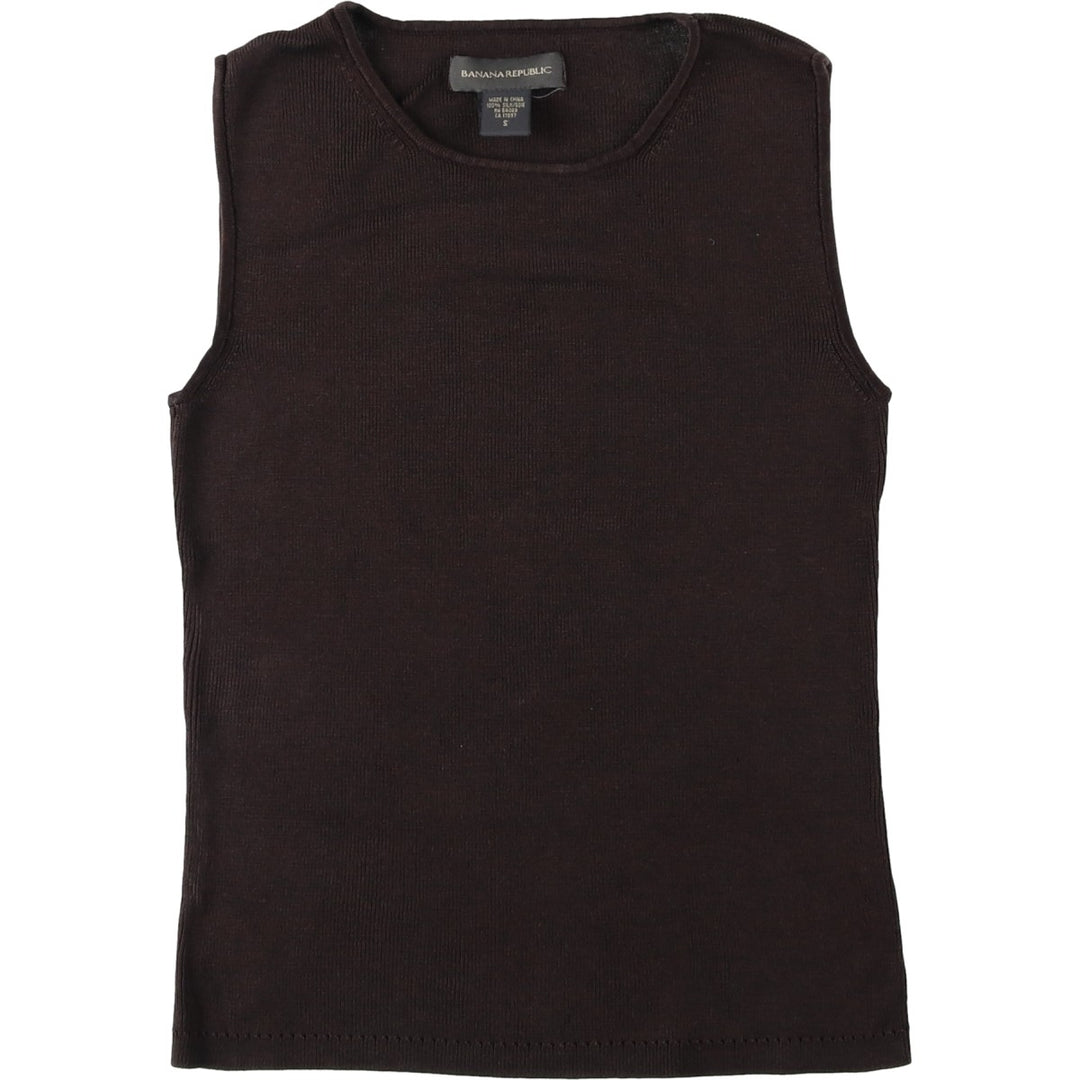 2000'S Banana Republic square neck knit tank top, women's size S silk brown type Vintage Second Hand