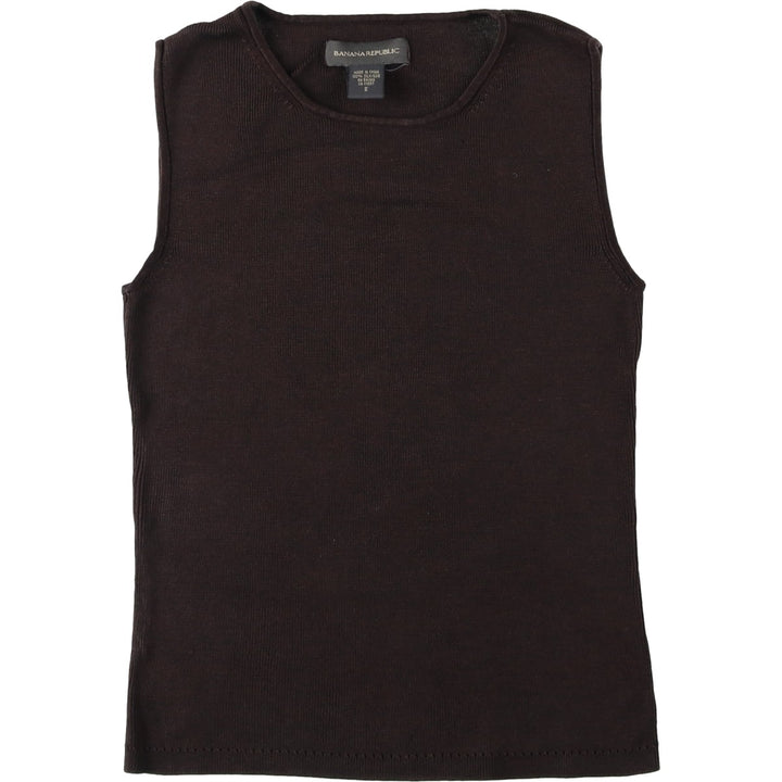 2000'S Banana Republic square neck knit tank top, women's size S silk brown type Vintage Second Hand