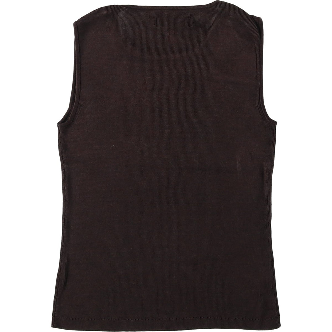 2000'S Banana Republic square neck knit tank top, women's size S silk brown type Vintage Second Hand