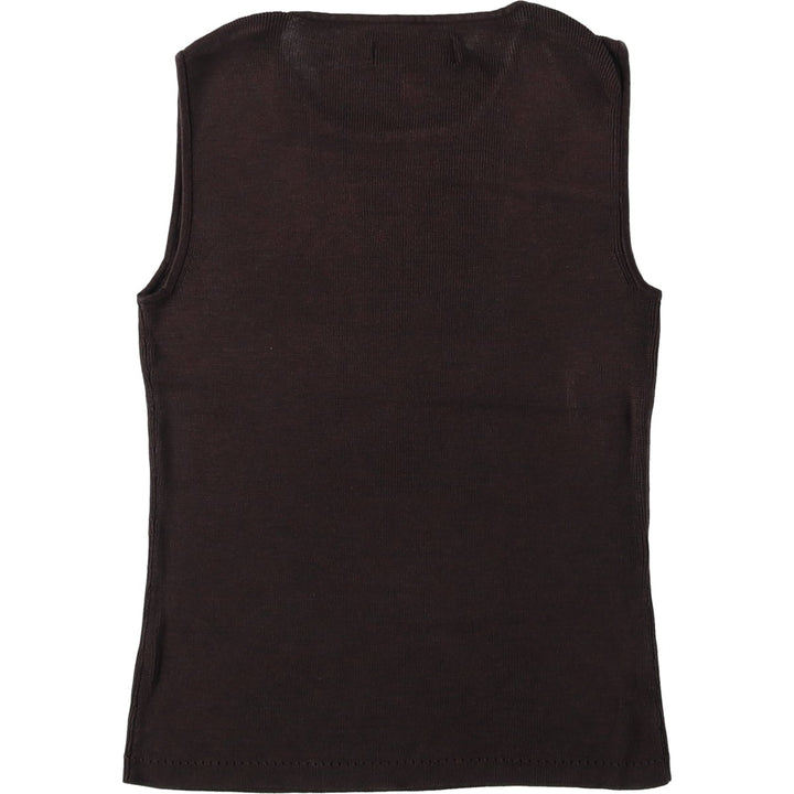 2000'S Banana Republic square neck knit tank top, women's size S silk brown type Vintage Second Hand