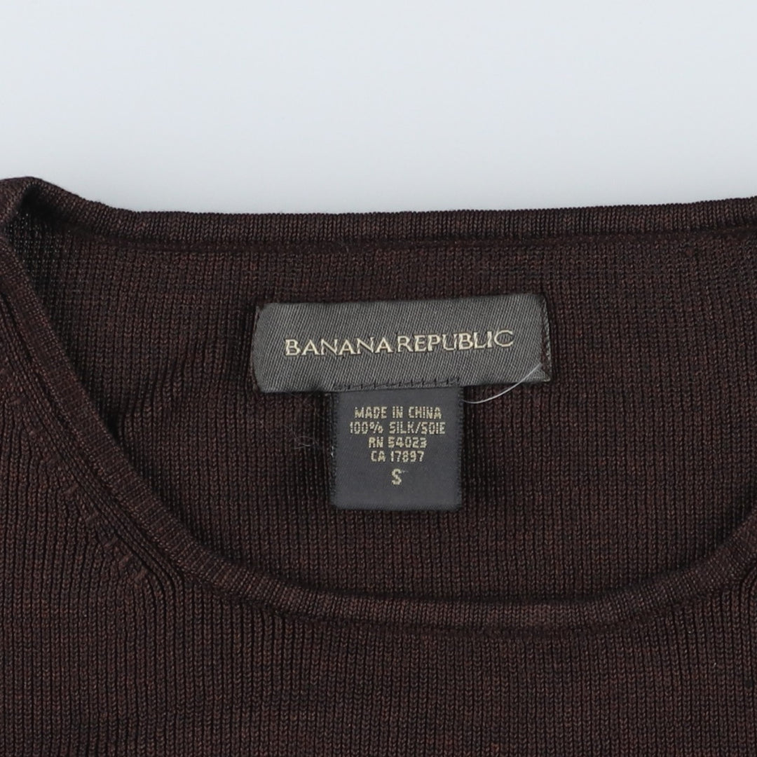2000'S Banana Republic square neck knit tank top, women's size S silk brown type Vintage Second Hand