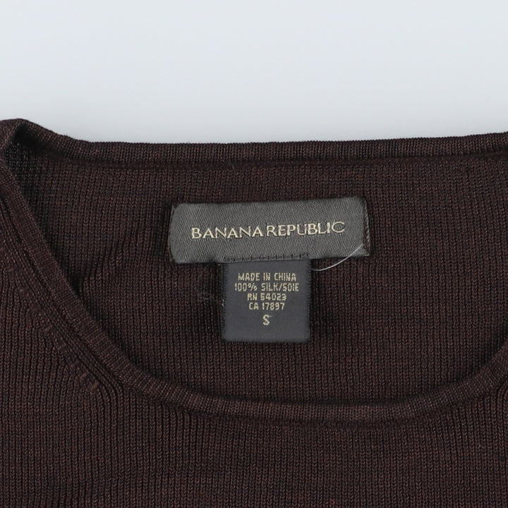2000'S Banana Republic square neck knit tank top, women's size S silk brown type Vintage Second Hand