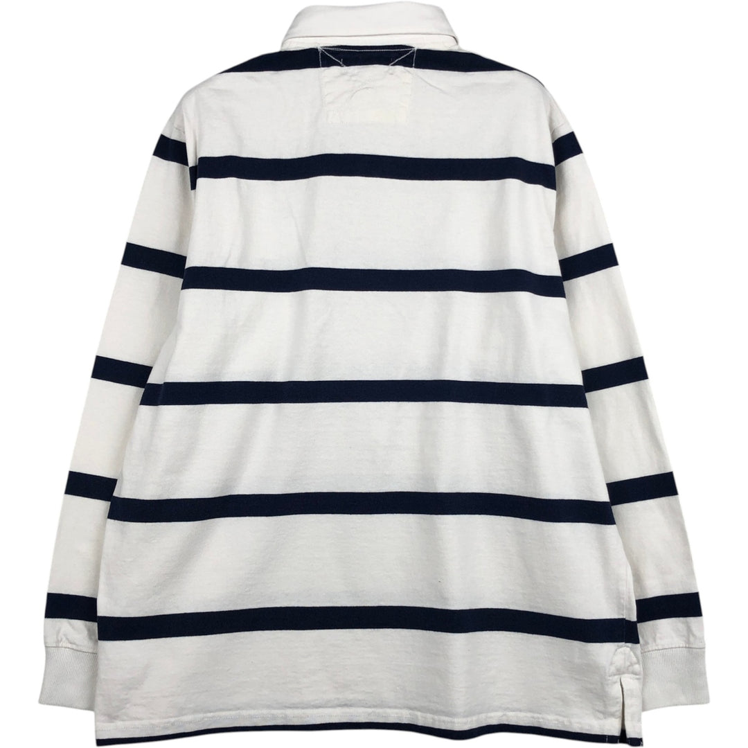 Ralph Lauren POLO by Ralph Lauren Striped Pattern Long Sleeve Rugby Shirt Men's Size L cotton white type Vintage Second Hand