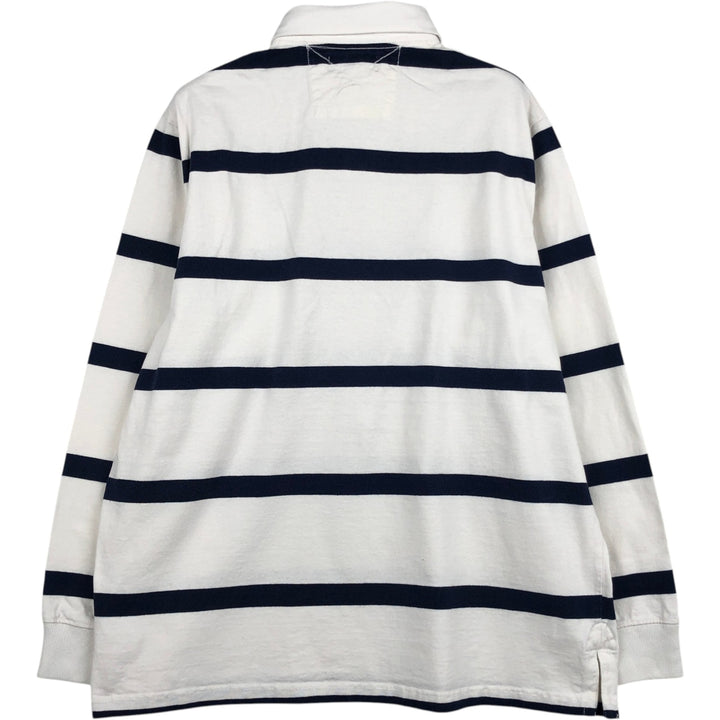 Ralph Lauren POLO by Ralph Lauren Striped Pattern Long Sleeve Rugby Shirt Men's Size L cotton white type Vintage Second Hand