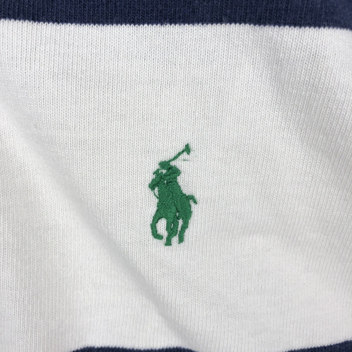 Ralph Lauren POLO by Ralph Lauren Striped Pattern Long Sleeve Rugby Shirt Men's Size L cotton white type Vintage Second Hand