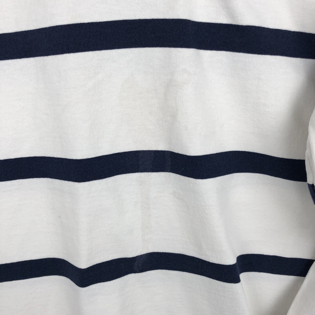 Ralph Lauren POLO by Ralph Lauren Striped Pattern Long Sleeve Rugby Shirt Men's Size L cotton white type Vintage Second Hand