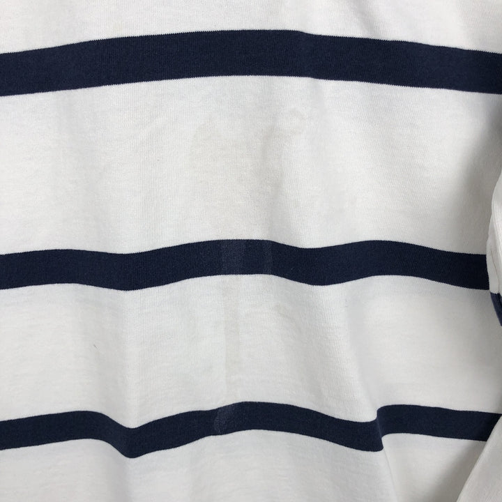 Ralph Lauren POLO by Ralph Lauren Striped Pattern Long Sleeve Rugby Shirt Men's Size L cotton white type Vintage Second Hand