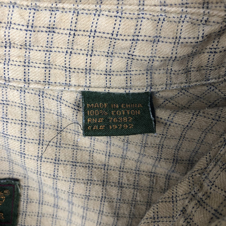 90s-00'S Timberland CLASSIC FIT Long-Sleeve Button-Down Check Shirt, Men's Size M (Equivalent), Vintage cotton Beige type Vintage Second Hand