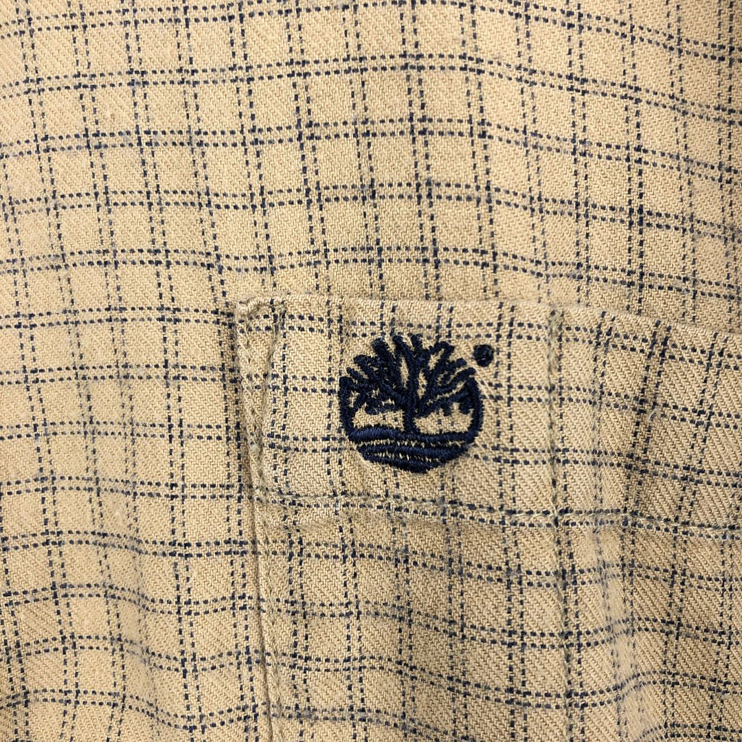 90s-00'S Timberland CLASSIC FIT Long-Sleeve Button-Down Check Shirt, Men's Size M (Equivalent), Vintage cotton Beige type Vintage Second Hand