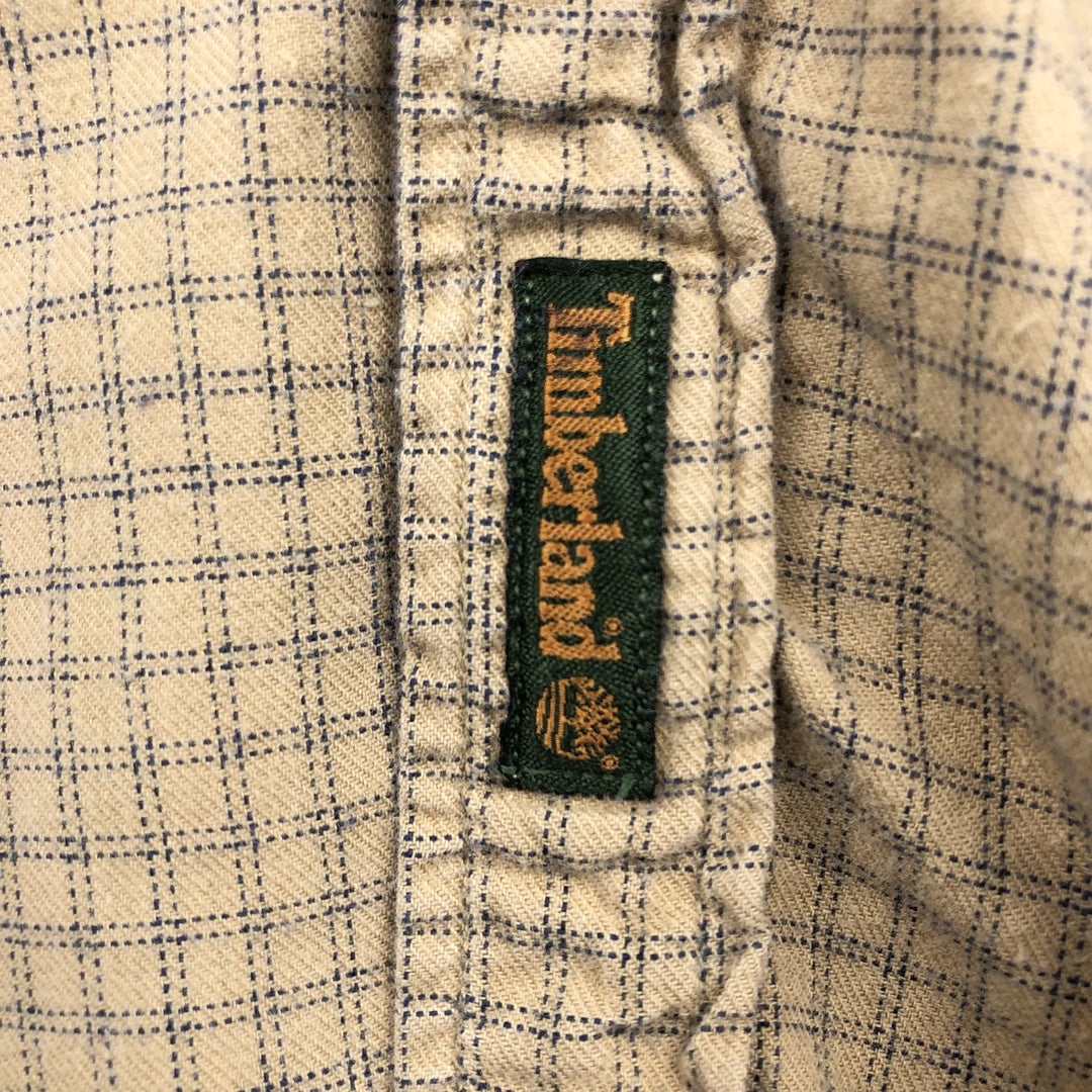 90s-00'S Timberland CLASSIC FIT Long-Sleeve Button-Down Check Shirt, Men's Size M (Equivalent), Vintage cotton Beige type Vintage Second Hand