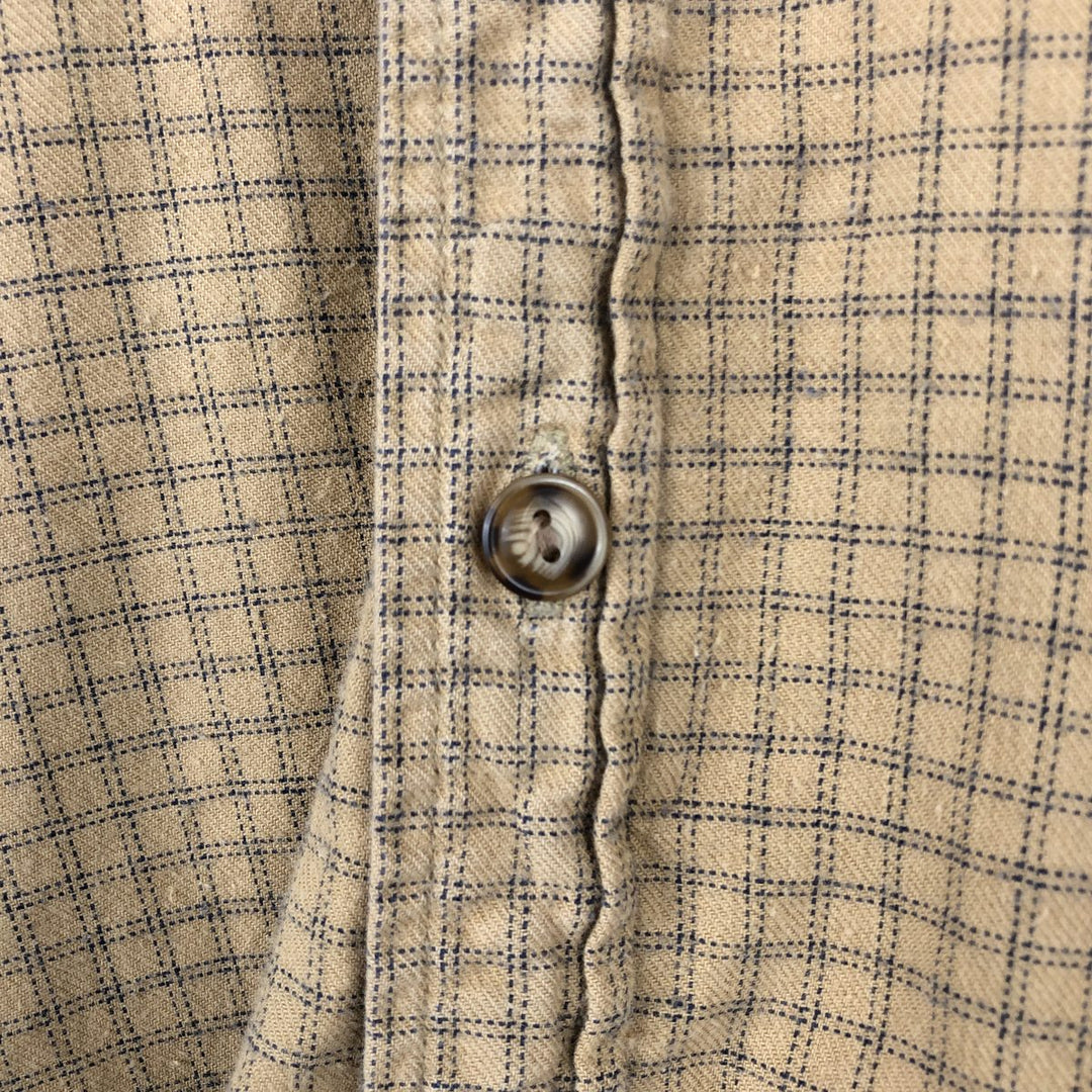 90s-00'S Timberland CLASSIC FIT Long-Sleeve Button-Down Check Shirt, Men's Size M (Equivalent), Vintage cotton Beige type Vintage Second Hand