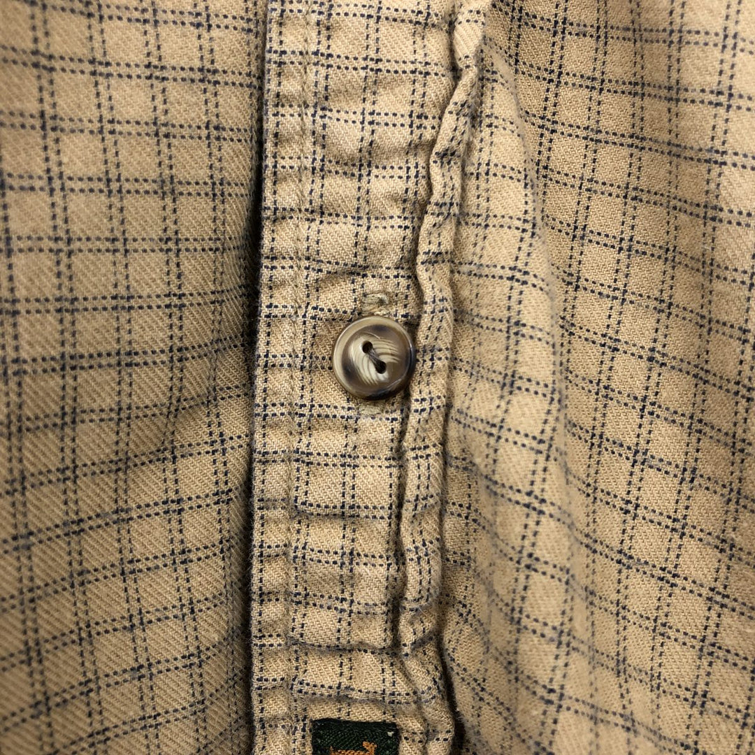 90s-00'S Timberland CLASSIC FIT Long-Sleeve Button-Down Check Shirt, Men's Size M (Equivalent), Vintage cotton Beige type Vintage Second Hand