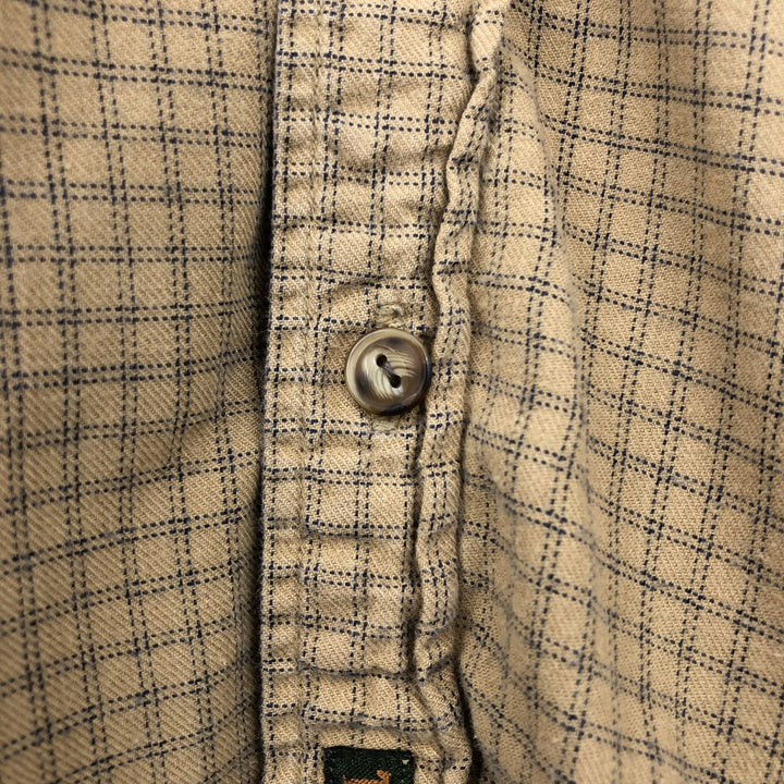 90s-00'S Timberland CLASSIC FIT Long-Sleeve Button-Down Check Shirt, Men's Size M (Equivalent), Vintage cotton Beige type Vintage Second Hand