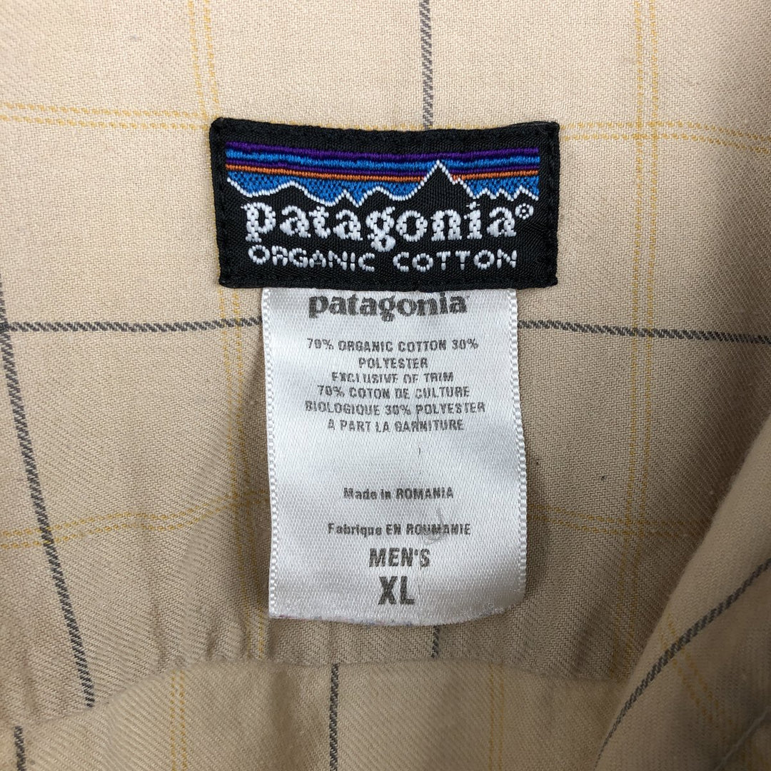 2000'S Patagonia Organic Cotton Long-Sleeve Cotton Check Shirt (53856F6) - Men's Size XL (approx.) Organic cotton Beige type Vintage Second Hand