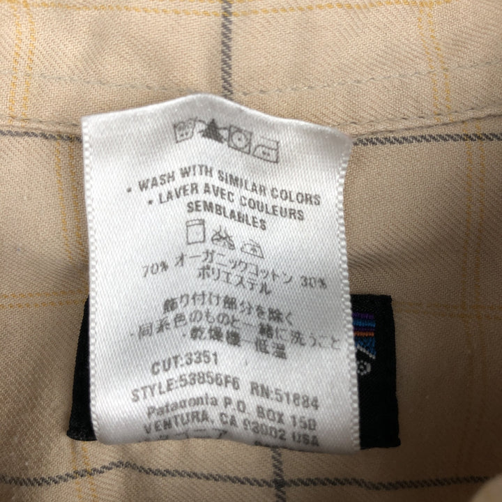 2000'S Patagonia Organic Cotton Long-Sleeve Cotton Check Shirt (53856F6) - Men's Size XL (approx.) Organic cotton Beige type Vintage Second Hand