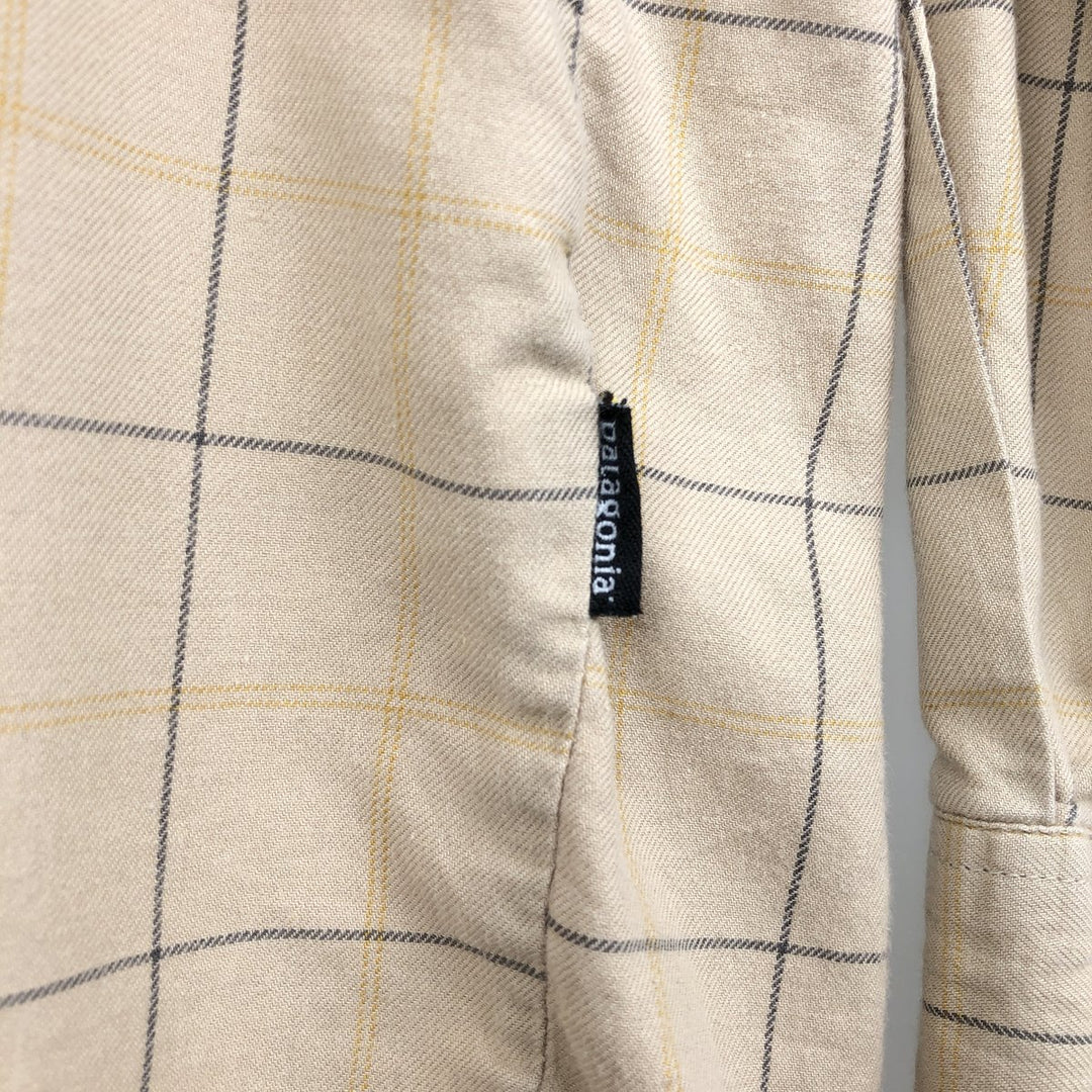 2000'S Patagonia Organic Cotton Long-Sleeve Cotton Check Shirt (53856F6) - Men's Size XL (approx.) Organic cotton Beige type Vintage Second Hand