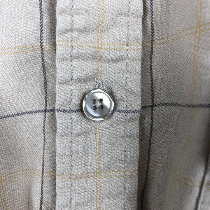 2000'S Patagonia Organic Cotton Long-Sleeve Cotton Check Shirt (53856F6) - Men's Size XL (approx.) Organic cotton Beige type Vintage Second Hand
