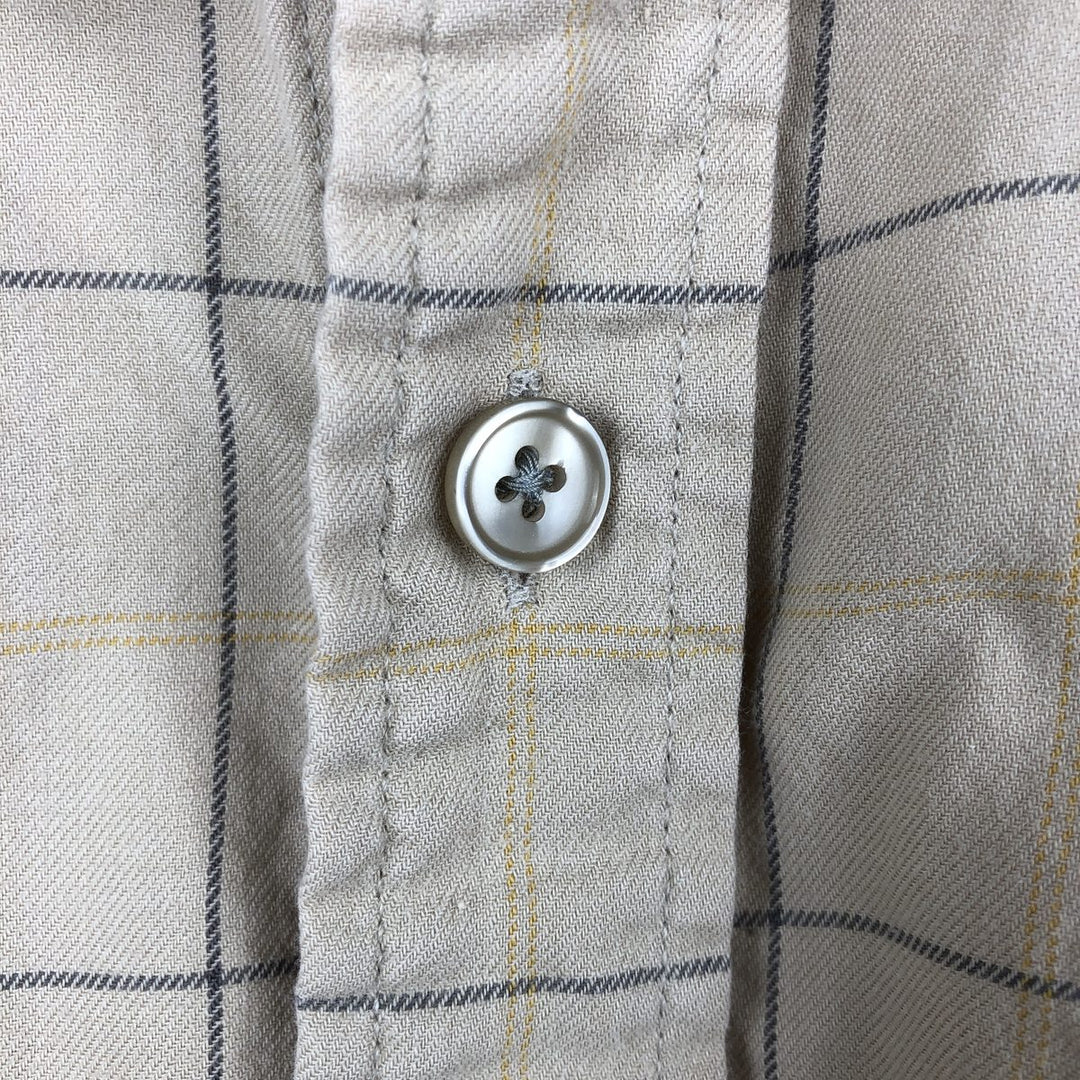 2000'S Patagonia Organic Cotton Long-Sleeve Cotton Check Shirt (53856F6) - Men's Size XL (approx.) Organic cotton Beige type Vintage Second Hand