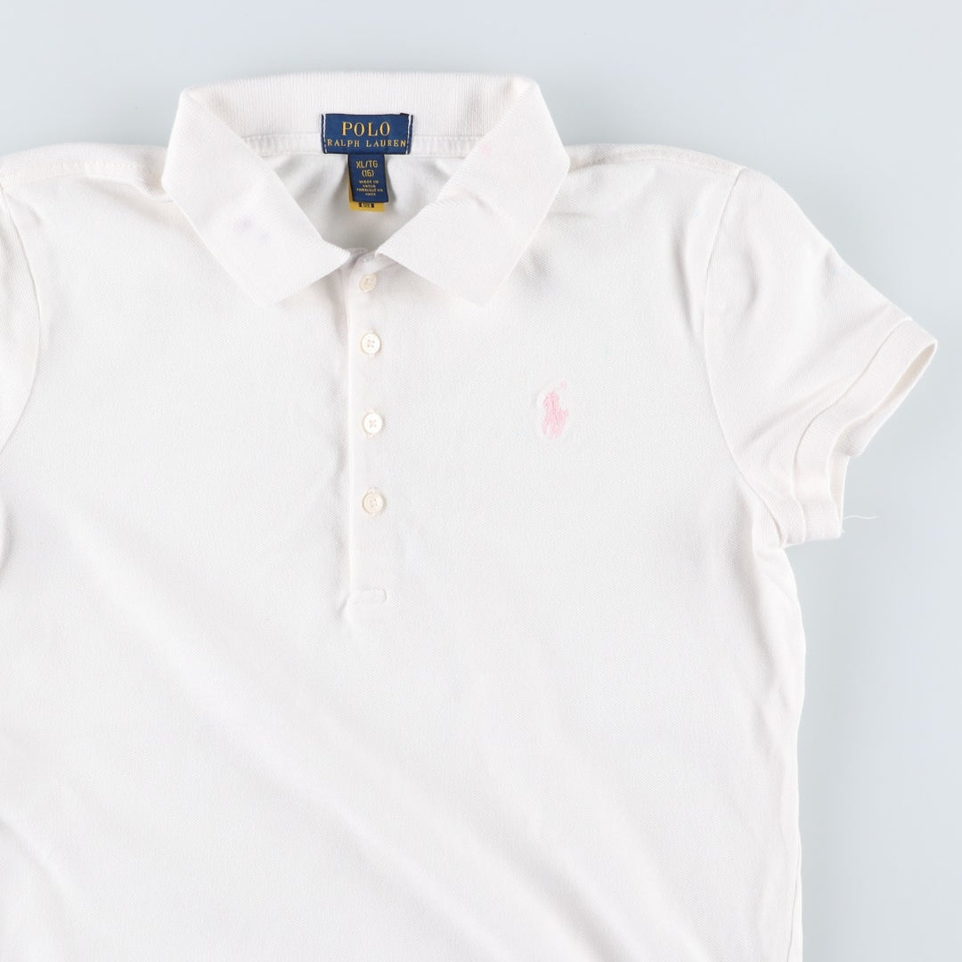 Ralph Lauren POLO RALPH LAUREN Short-Sleeve Polo Shirt, Women's Size XL (approx.) cotton white type Vintage Second Hand
