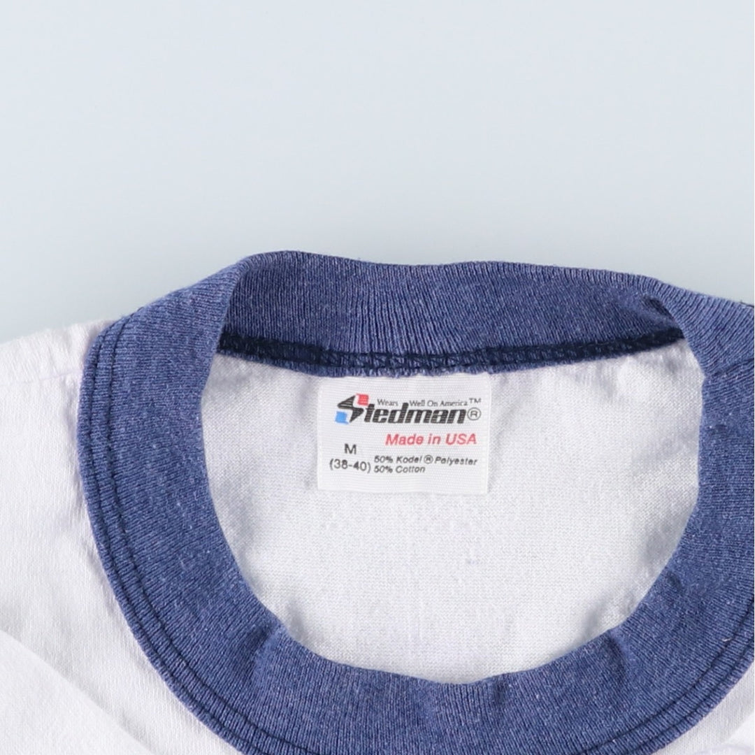 80'S STEDMAN Charlotte Motor Speedway Motorcycle Ringer T-Shirt, Made in USA, Women's Size M (approx.), Vintage polyester white type Vintage Second Hand