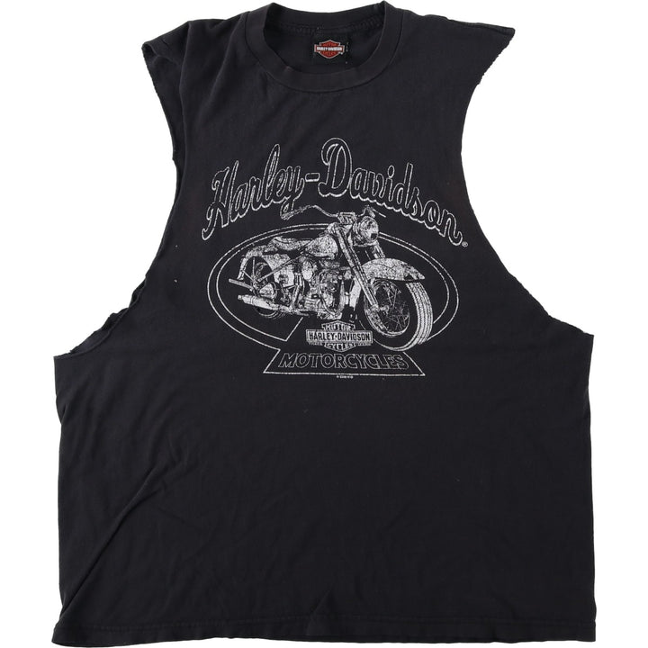 Harley-Davidson Cut-off Sleeveless Motorcycle T-Shirt, Women's Size L (approx.) unclear black type Vintage Second Hand