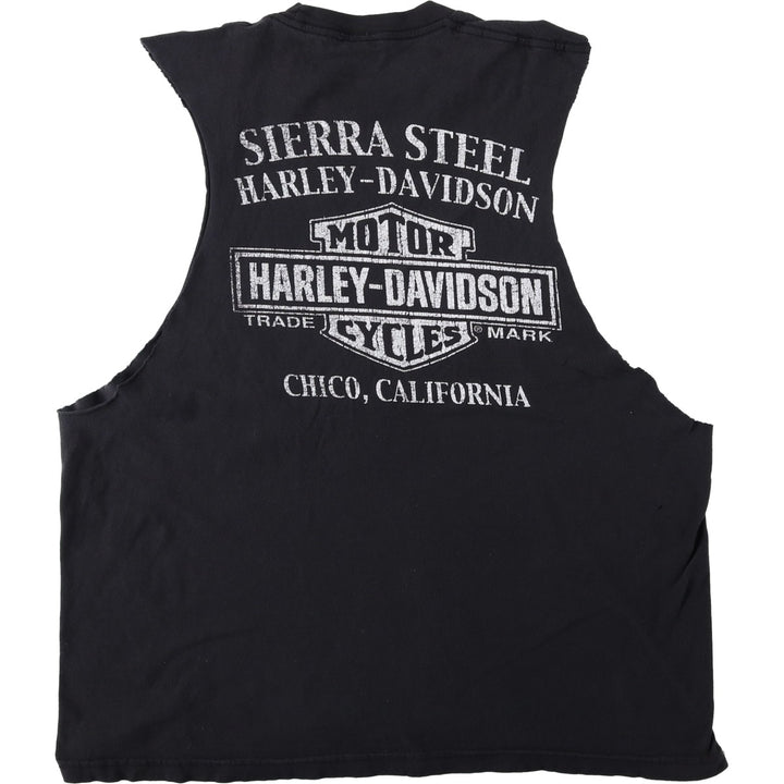 Harley-Davidson Cut-off Sleeveless Motorcycle T-Shirt, Women's Size L (approx.) unclear black type Vintage Second Hand