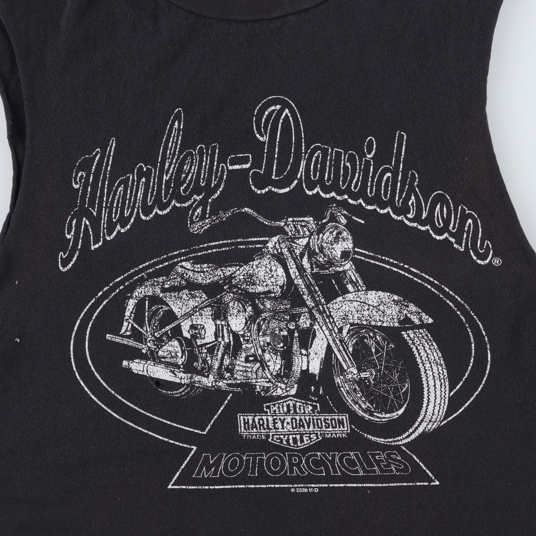 Harley-Davidson Cut-off Sleeveless Motorcycle T-Shirt, Women's Size L (approx.) unclear black type Vintage Second Hand