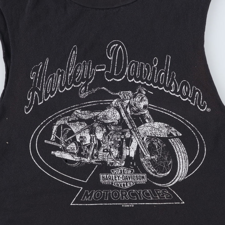 Harley-Davidson Cut-off Sleeveless Motorcycle T-Shirt, Women's Size L (approx.) unclear black type Vintage Second Hand